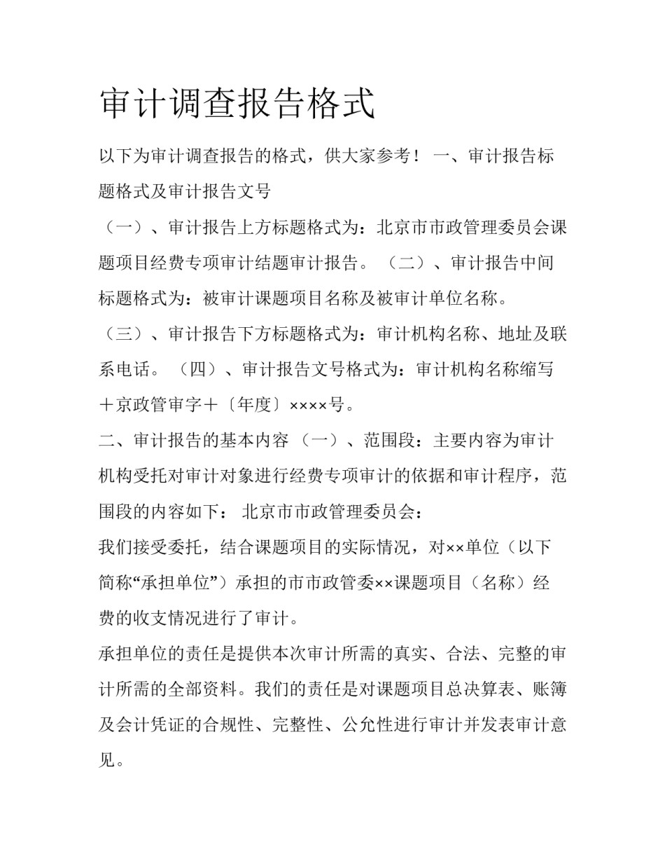 审计调查报告格式_第1页