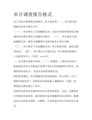 审计调查报告格式