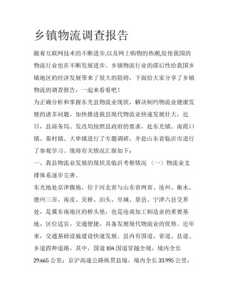 乡镇物流调查报告
