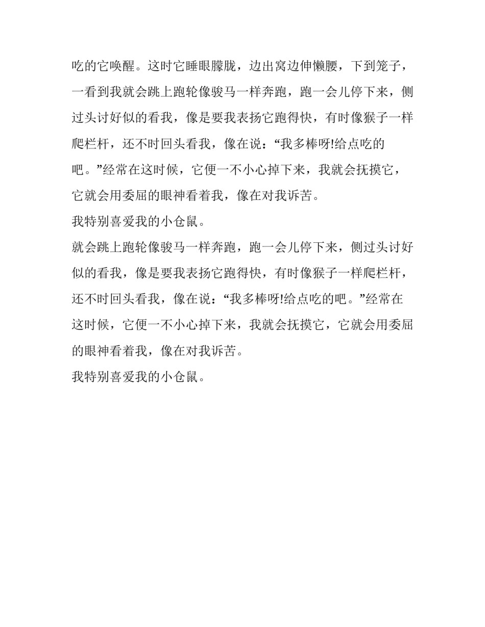 惹人喜爱的小仓鼠四年级动物作文500字_第2页