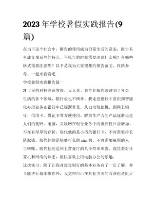 2023年学校暑假实践报告(9篇)