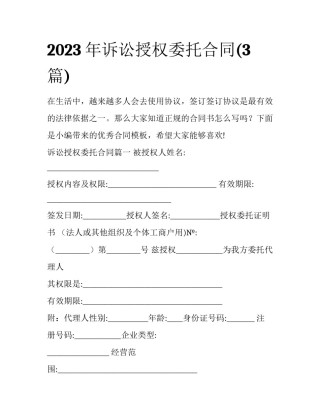 2023年诉讼授权委托合同(3篇)