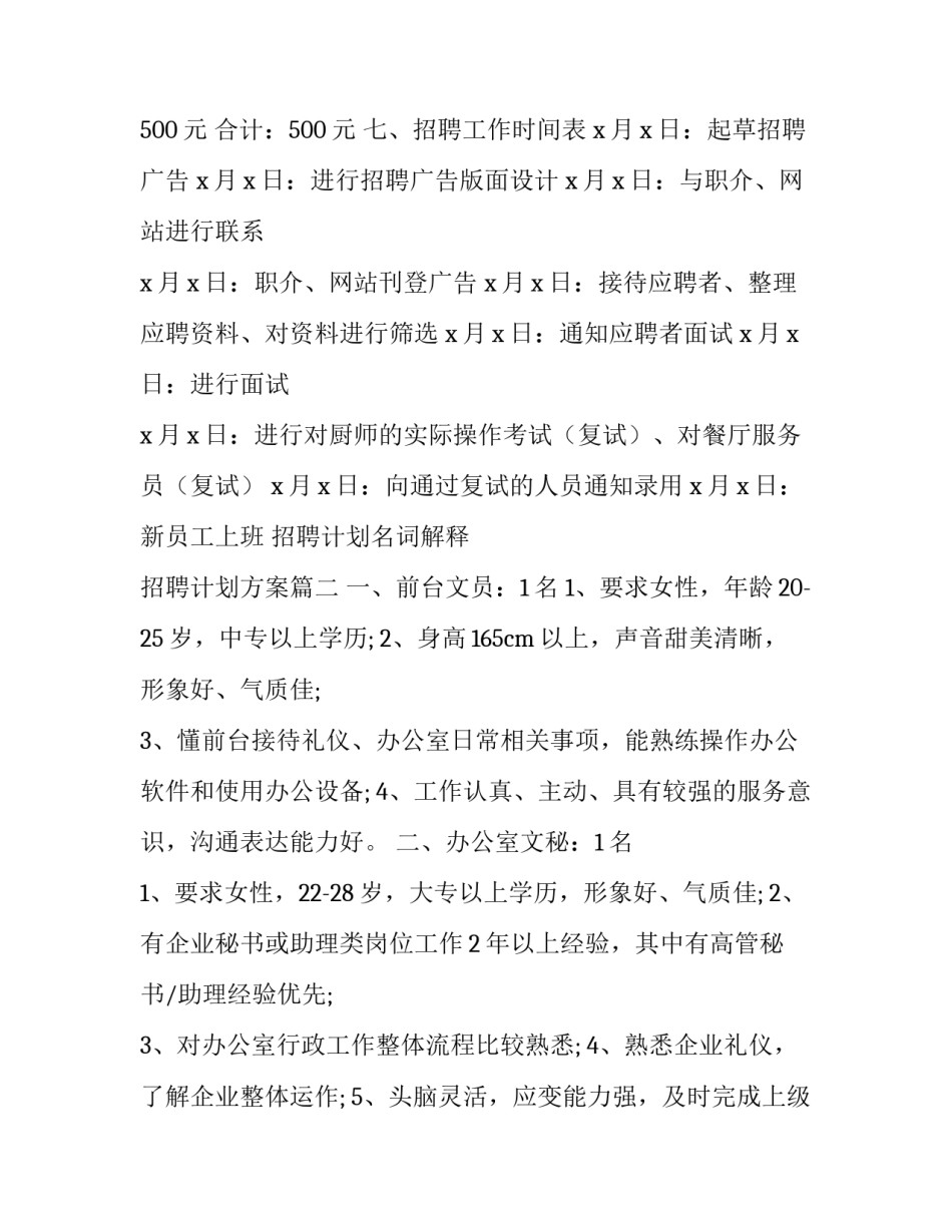招聘计划名词解释 招聘计划方案(七篇)_第3页