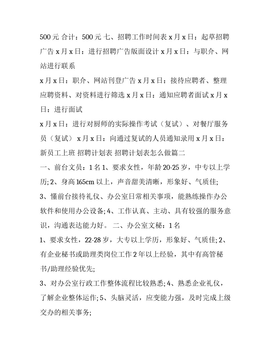 最新招聘计划表 招聘计划表怎么做(7篇)_第3页