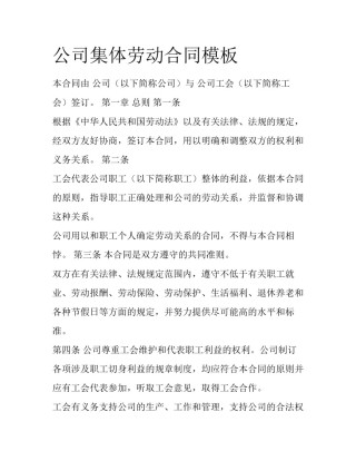 公司集体劳动合同模板