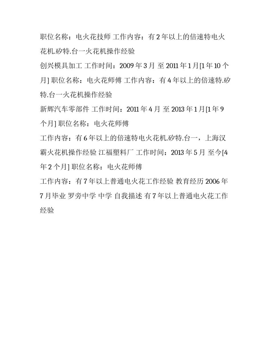 电火花个人简历表格_第3页