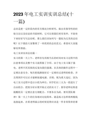 2023年电工实训实训总结(十一篇)