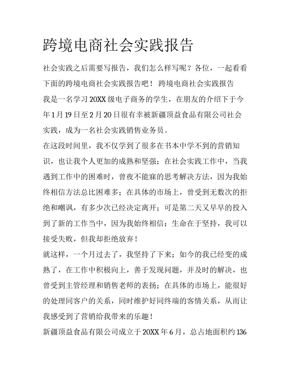 跨境电商社会实践报告_第1页