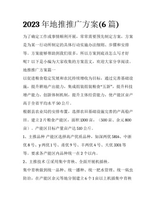 2023年地推推广方案(6篇)