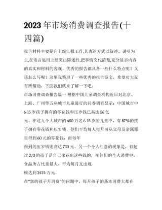 2023年市场消费调查报告(十四篇)