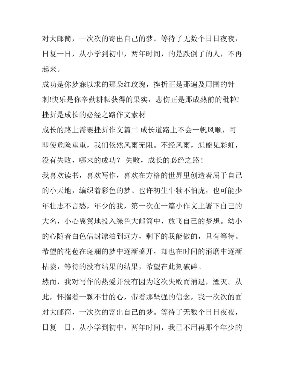 2023年挫折是成长的必经之路作文素材 成长的路上需要挫折作文(四篇)_第3页