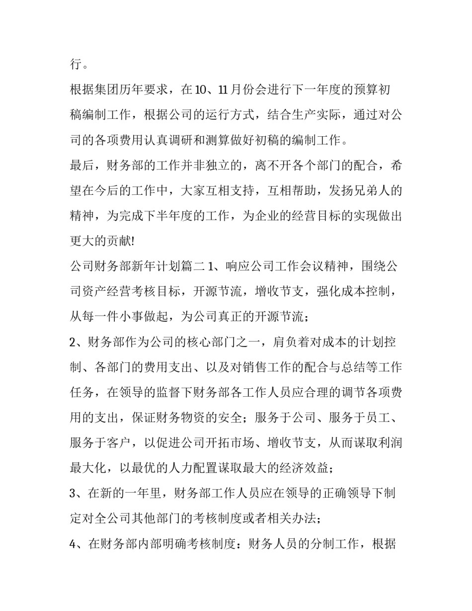 最新公司财务部新年计划(五篇)_第2页