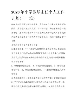 2023年小学教导主任个人工作计划(十一篇)