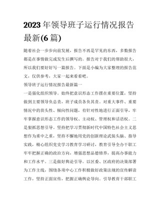 2023年领导班子运行情况报告最新(6篇)