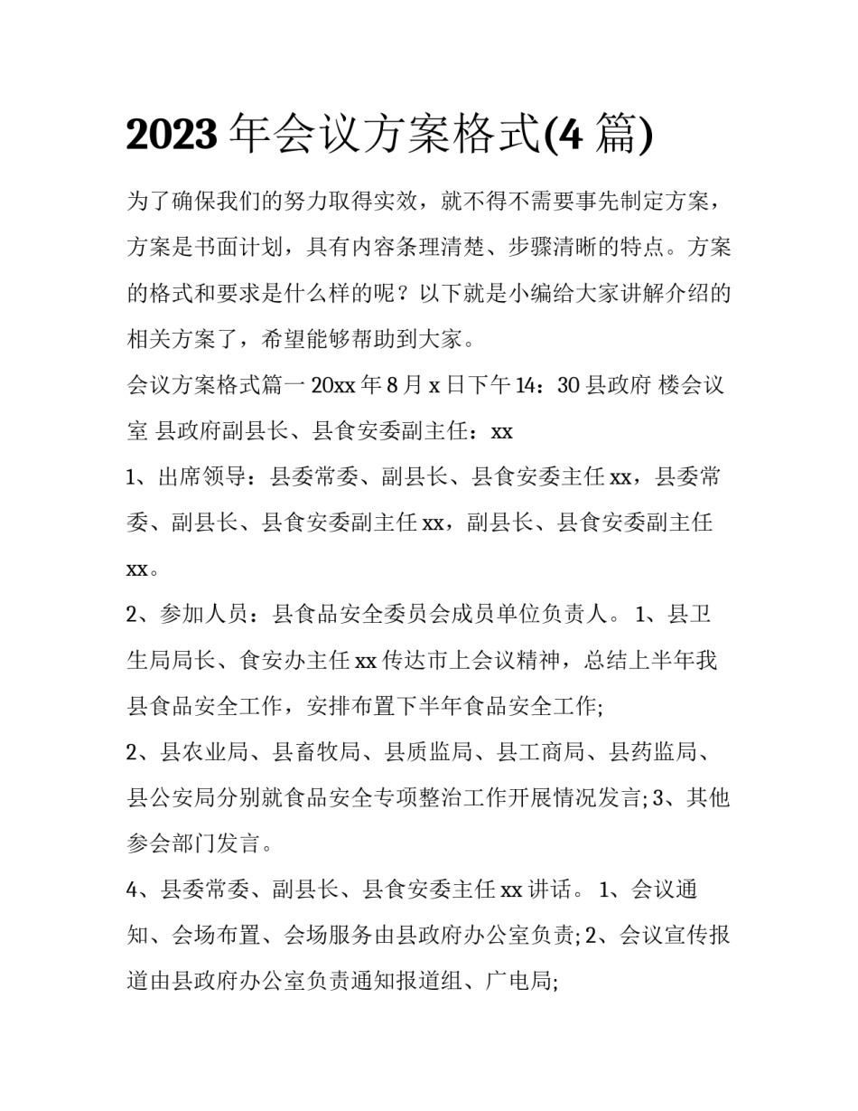 2023年会议方案格式(4篇)_第1页