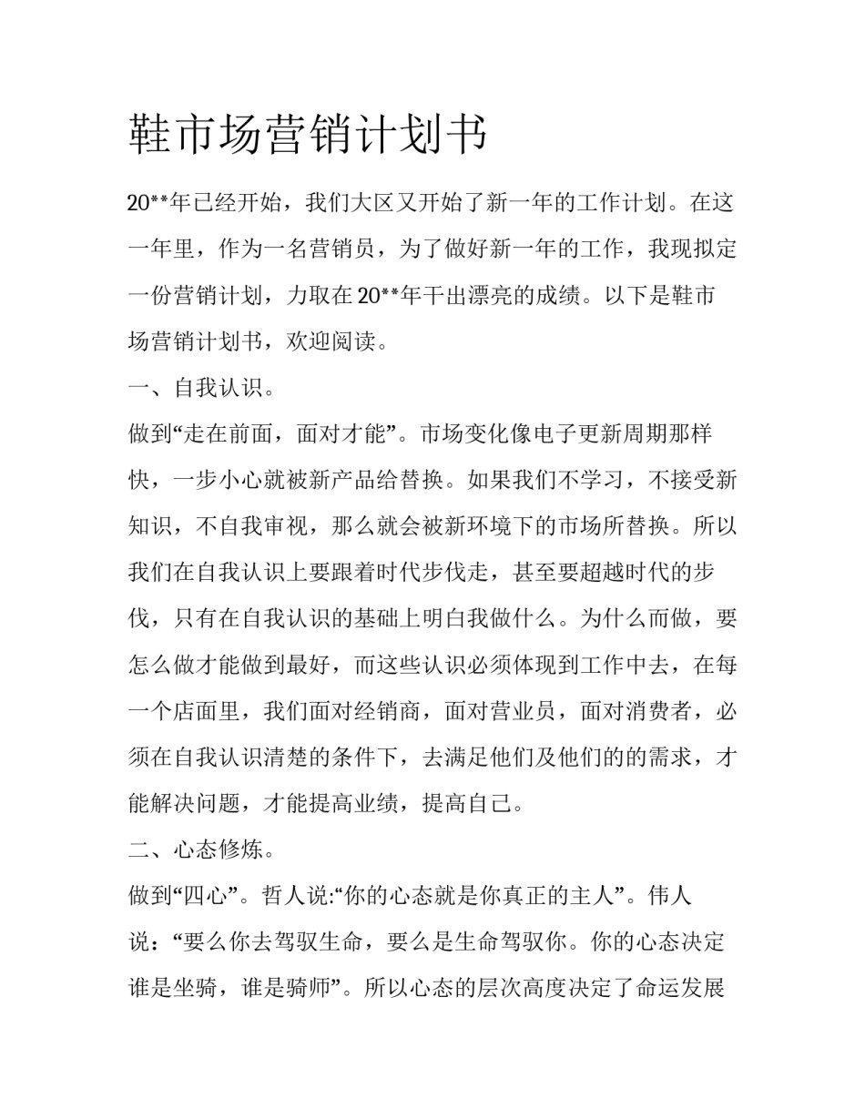 鞋市场营销计划书_第1页