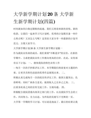 大学新学期计划20条 大学新生新学期计划(四篇)