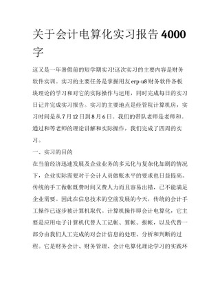 关于会计电算化实习报告4000字