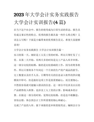 2023年大学会计实务实践报告 大学会计实训报告(4篇)