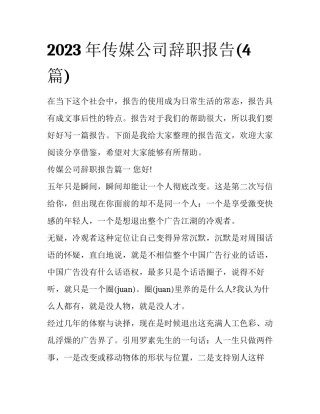 2023年传媒公司辞职报告(4篇)