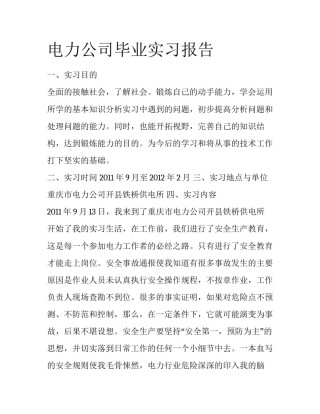 电力公司毕业实习报告