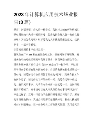 2023年计算机应用技术毕业报告(3篇)