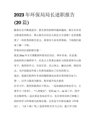 2023年环保局局长述职报告(20篇)