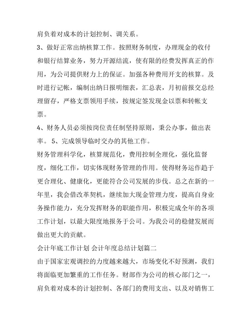 最新会计年底工作计划 会计年度总结计划(三篇)_第3页