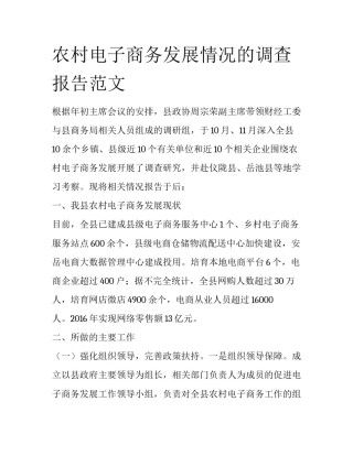 农村电子商务发展情况的调查报告范文