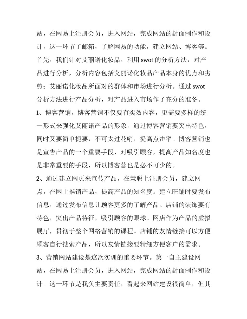 网络广告营销实训报告 网络营销策划实训报告(15篇)_第3页