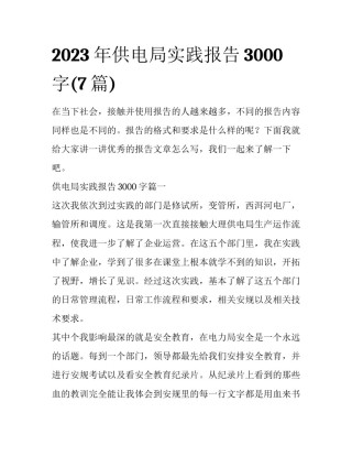 2023年供电局实践报告3000字(7篇)