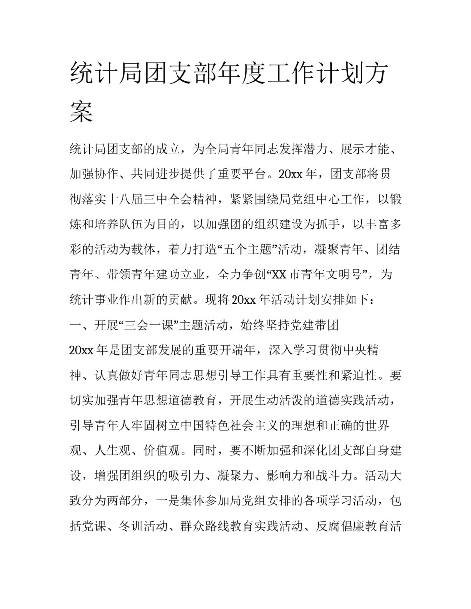 统计局团支部年度工作计划方案_第1页