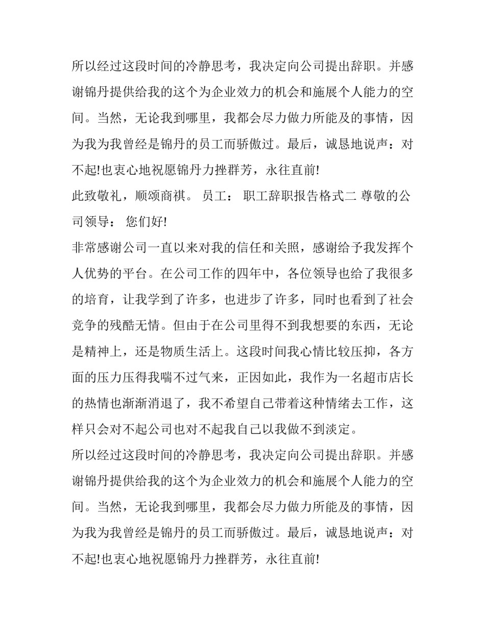 职工辞职报告格式_第2页