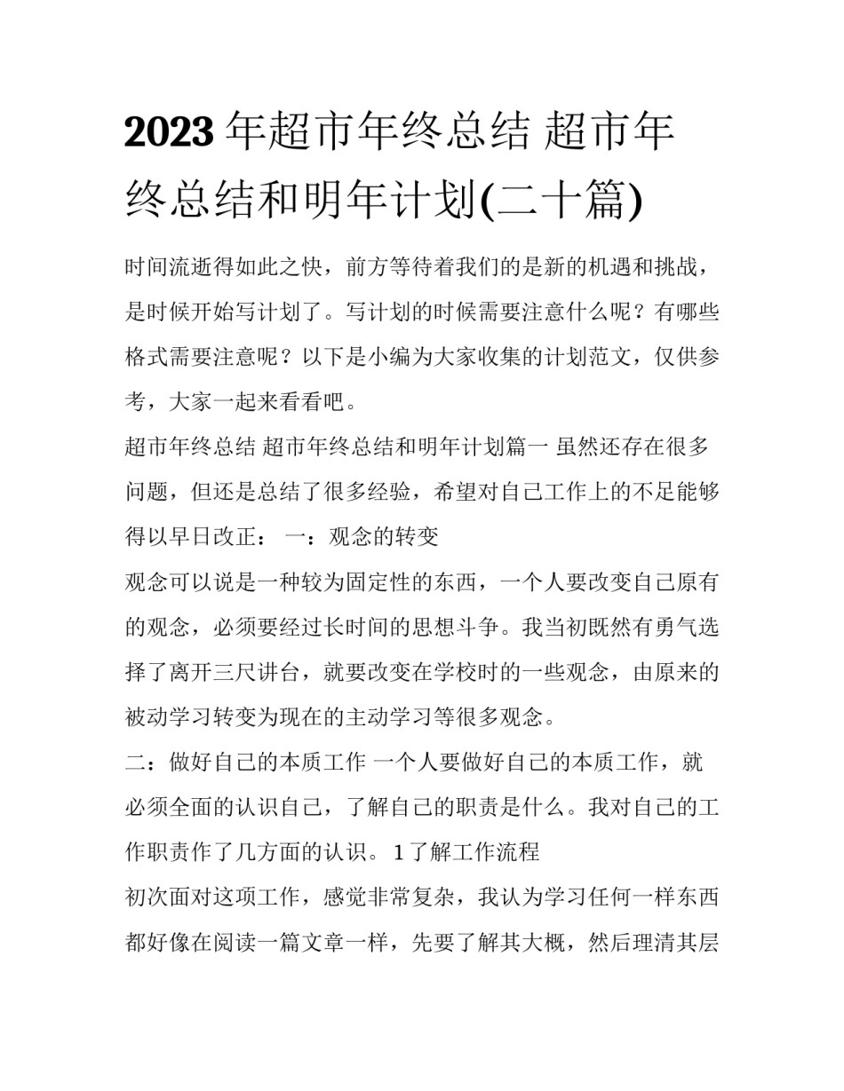 2023年超市年终总结 超市年终总结和明年计划(二十篇)_第1页