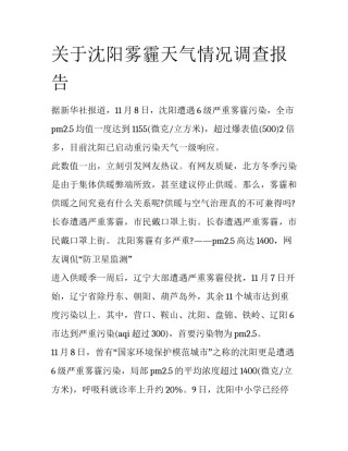 关于沈阳雾霾天气情况调查报告