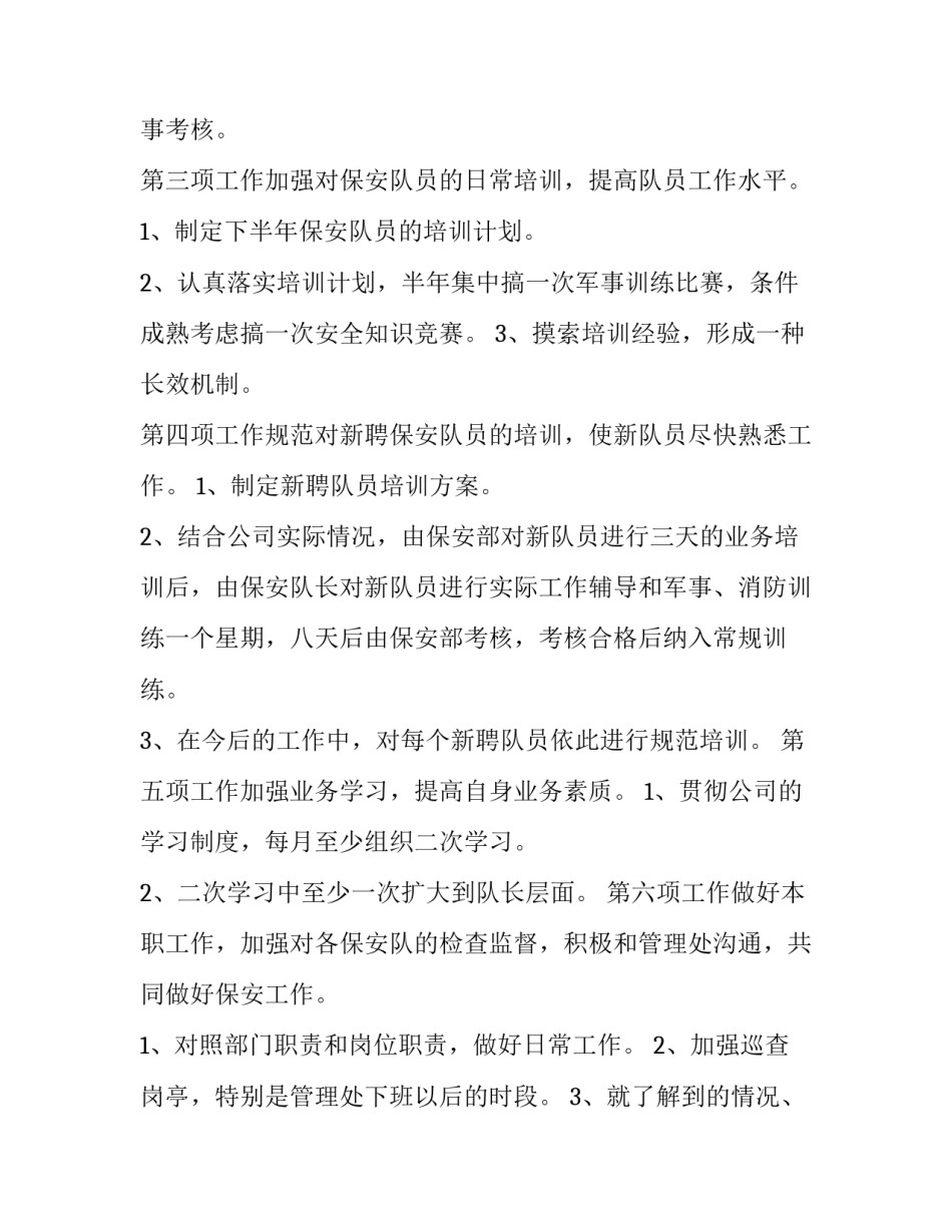 2023年保安经理的工作计划 保安经理工作计划(7篇)_第2页