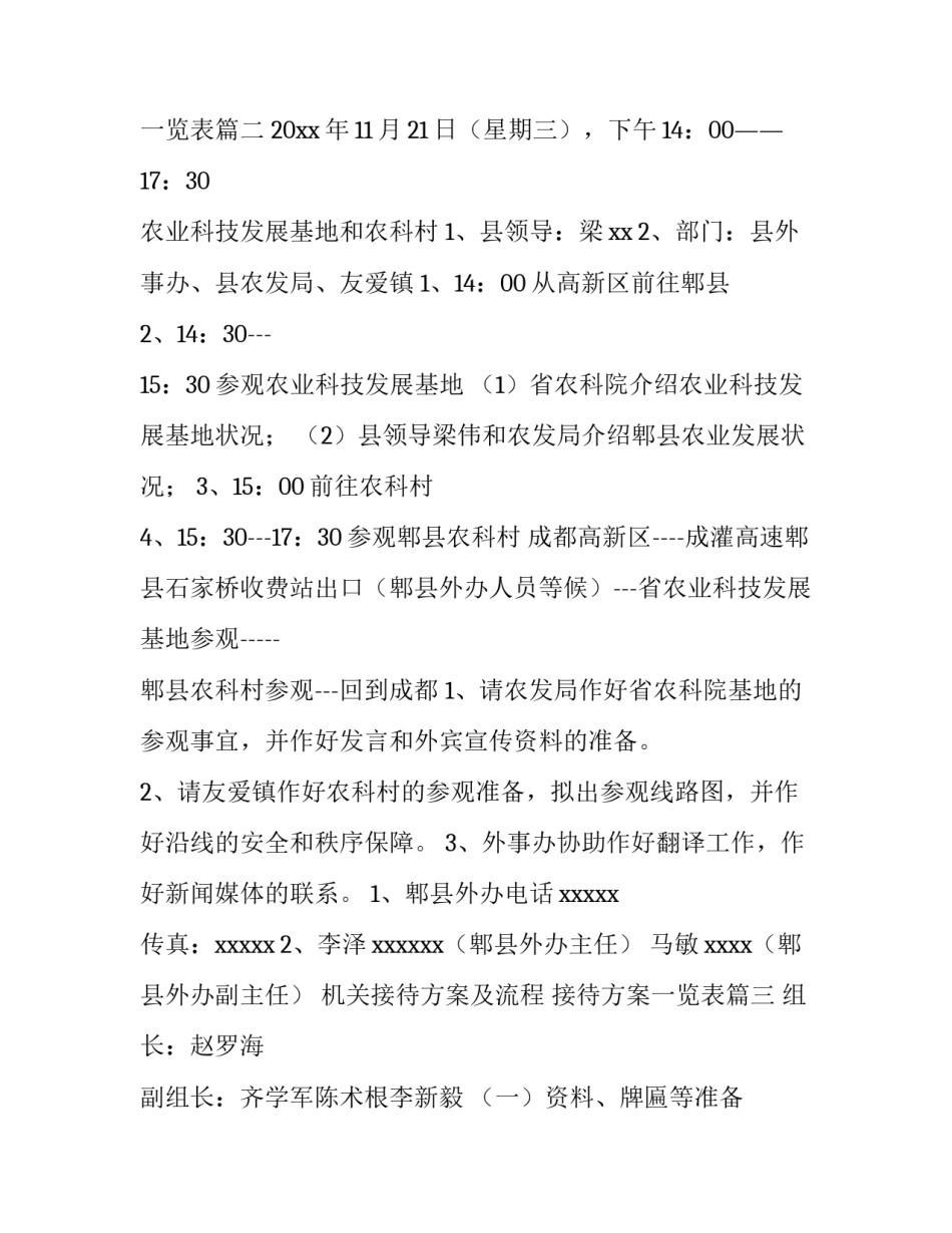 最新机关接待方案及流程 接待方案一览表(十三篇)_第3页