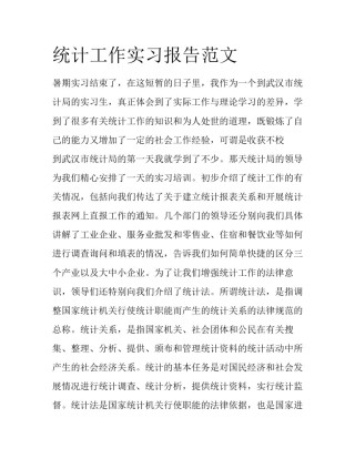 统计工作实习报告范文
