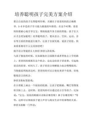  培养聪明孩子完美方案介绍
