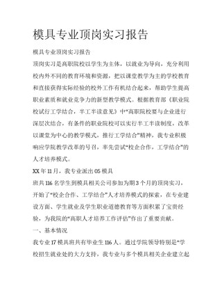 模具专业顶岗实习报告