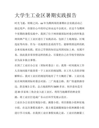 大学生工业区暑期实践报告