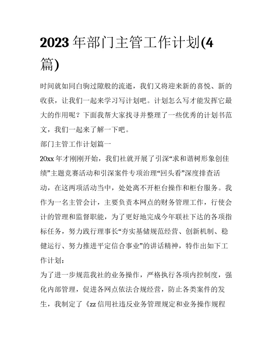 2023年部门主管工作计划(4篇)_第1页