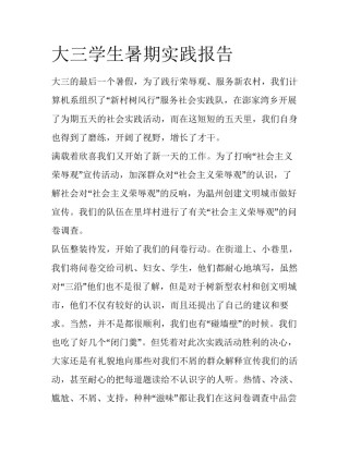 大三学生暑期实践报告