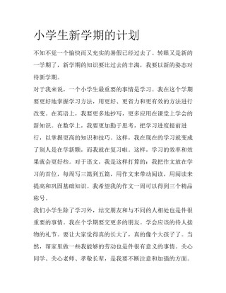 小学生新学期的计划