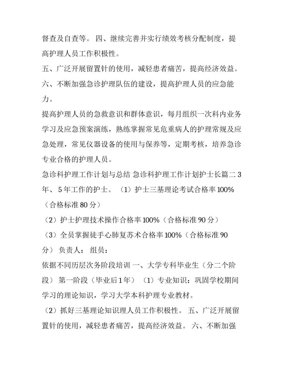 急诊科护理工作计划与总结 急诊科护理工作计划护士长(七篇)_第2页