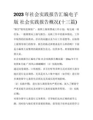 2023年社会实践报告汇编电子版 社会实践报告概况(十三篇)