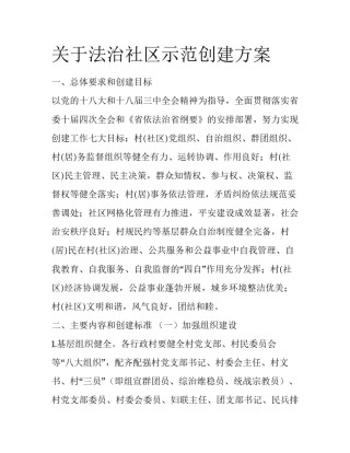 关于法治社区示范创建方案