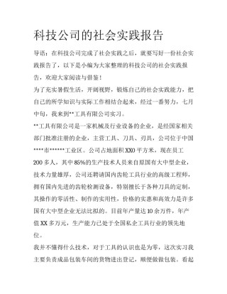 科技公司的社会实践报告