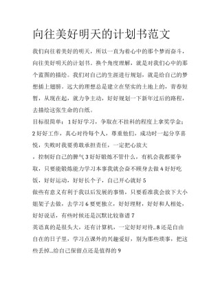 向往美好明天的计划书范文