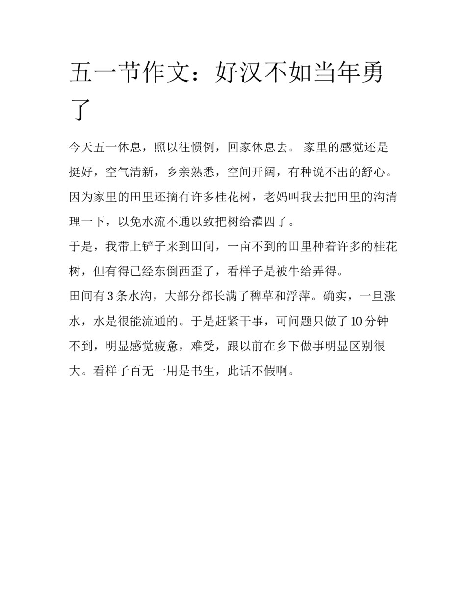 五一节作文：好汉不如当年勇了_第1页